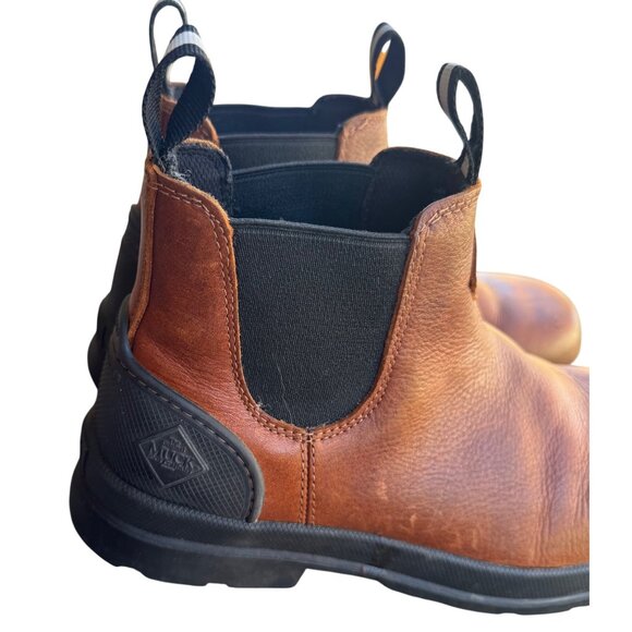 Muck Boots Men's Size 8 E Chore Farm Caramel Leather Waterproof Chelsea Boots - Picture 3 of 11